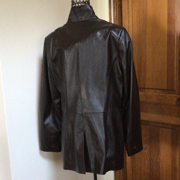 Denim&Co deep chocolate leather Jacket, medium - Picture 3 of 6
